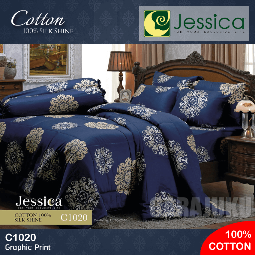 JESSICA ชุดผ้าปูที่นอน Cotton 100% พิมพ์ลาย Graphic C1020