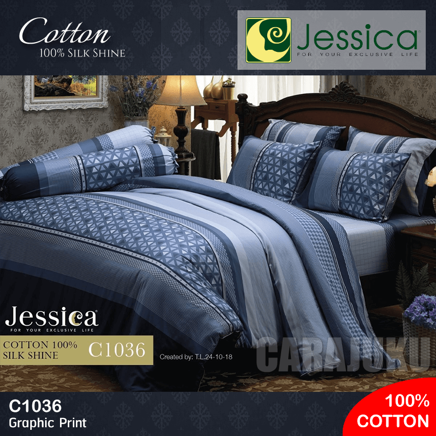 JESSICA ชุดผ้าปูที่นอน Cotton 100% พิมพ์ลาย Graphic C1036