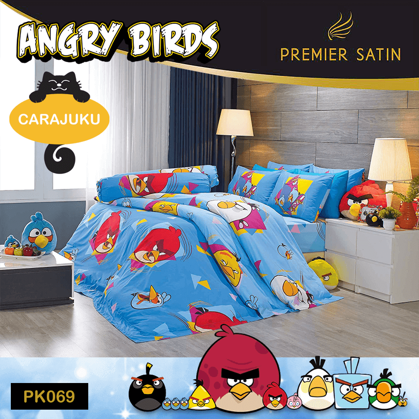 PREMIER SATIN ชุดผ้าปูที่นอน แองกี้เบิร์ด Angry Birds PK069