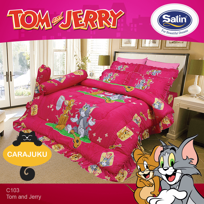 SATIN ชุดผ้าปูที่นอน ทอมกับเจอรี่ Tom and Jerry C103