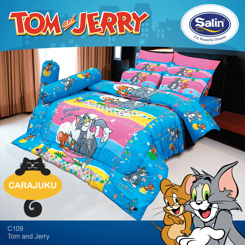 SATIN ชุดผ้าปูที่นอน ทอมกับเจอรี่ Tom and Jerry C109