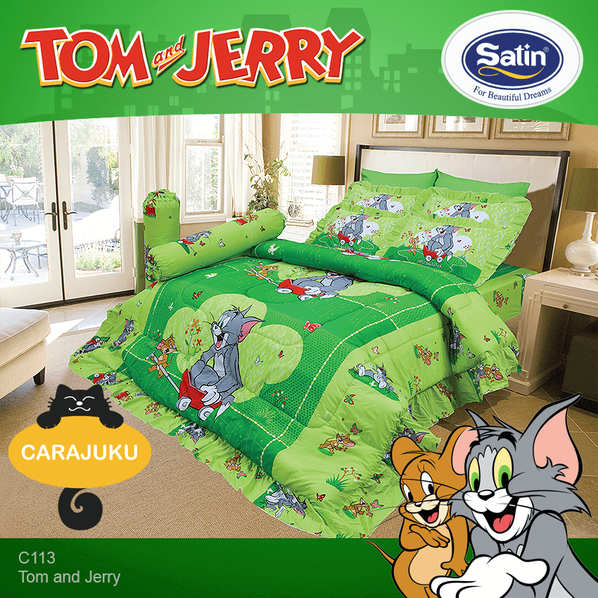 SATIN ชุดผ้าปูที่นอน ทอมกับเจอรี่ Tom and Jerry C113