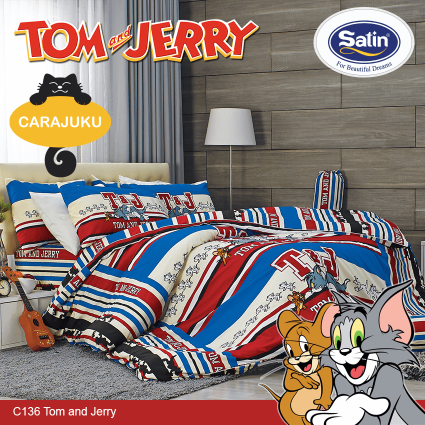 SATIN ชุดผ้าปูที่นอน ทอมกับเจอร์รี่ Tom and Jerry C136