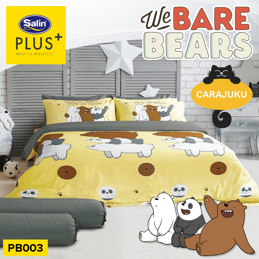 SATIN PLUS ชุดผ้าปูที่นอน สามหมีจอมป่วน We Bare Bears PB003