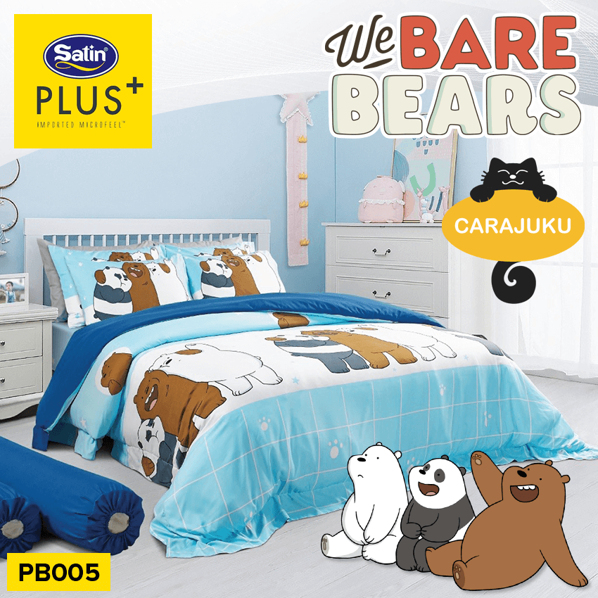 SATIN PLUS ชุดผ้าปูที่นอน สามหมีจอมป่วน We Bare Bears PB005