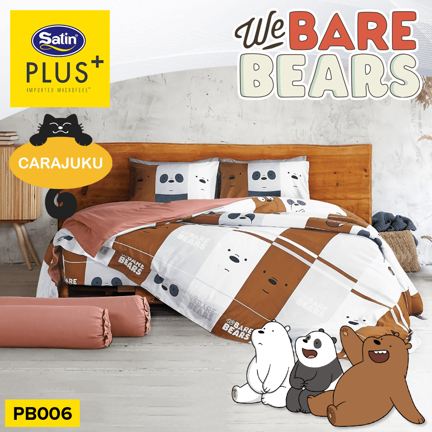 SATIN PLUS ชุดผ้าปูที่นอน สามหมีจอมป่วน We Bare Bears PB006