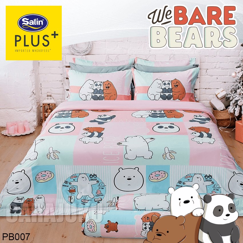 SATIN PLUS ชุดผ้าปูที่นอน สามหมีจอมป่วน We Bare Bears PB007