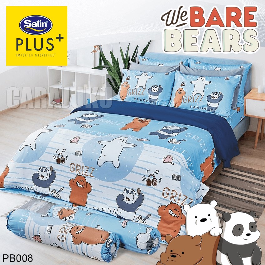 SATIN PLUS ชุดผ้าปูที่นอน สามหมีจอมป่วน We Bare Bears PB008