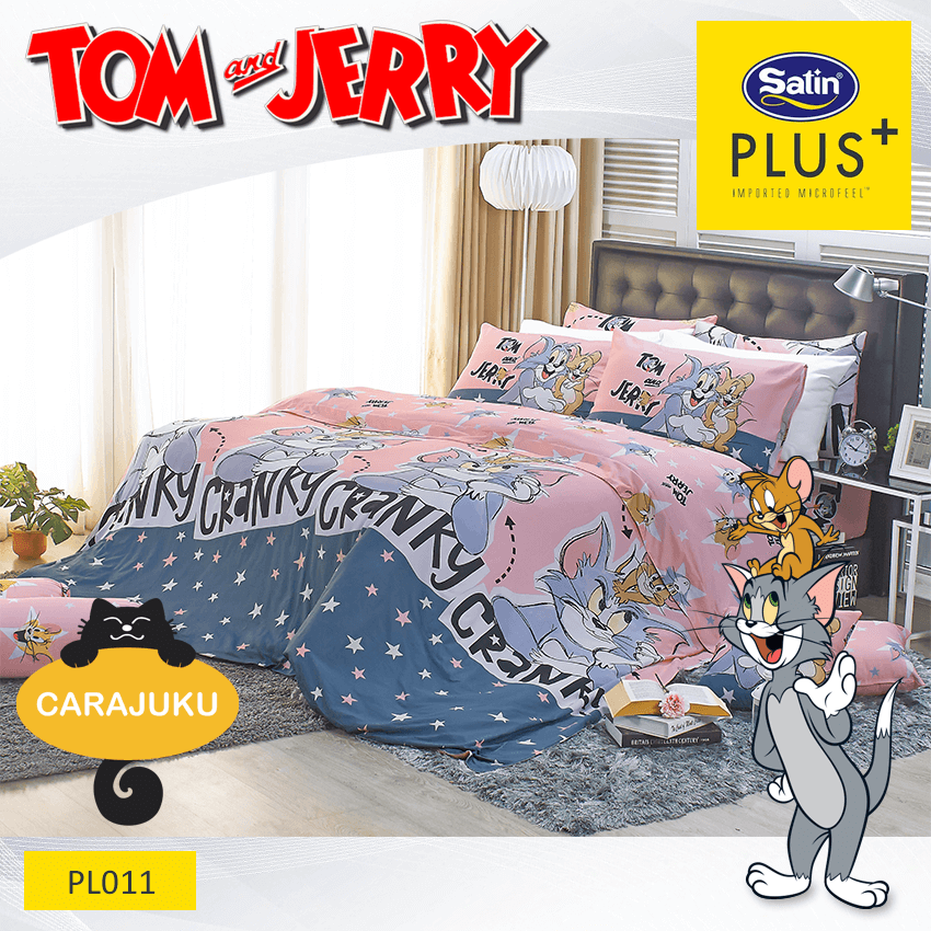 SATIN PLUS ชุดผ้าปูที่นอน ทอมกับเจอร์รี่ Tom and Jerry PL011