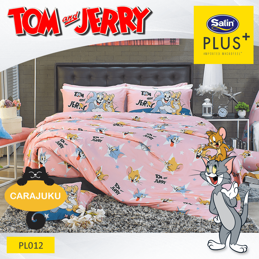 SATIN PLUS ชุดผ้าปูที่นอน ทอมกับเจอร์รี่ Tom and Jerry PL012