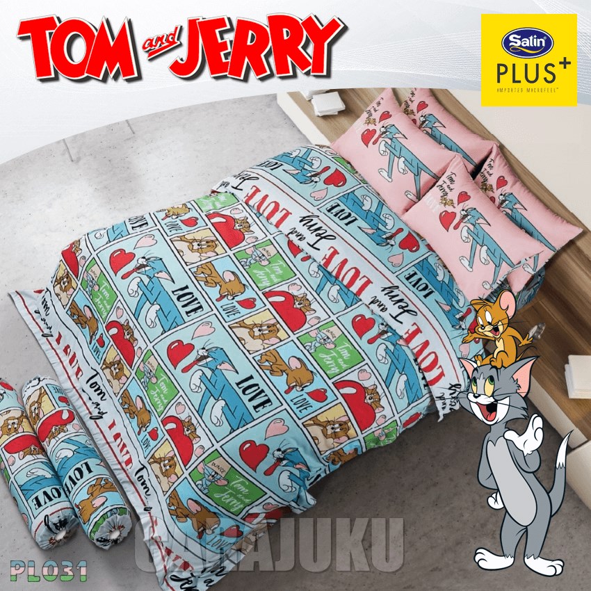 SATIN PLUS ชุดผ้าปูที่นอน ทอมกับเจอร์รี่ Tom and Jerry PL031