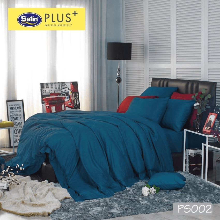SATIN PLUS ชุดผ้าปูที่นอน สีน้ำเงิน BLUE PS002