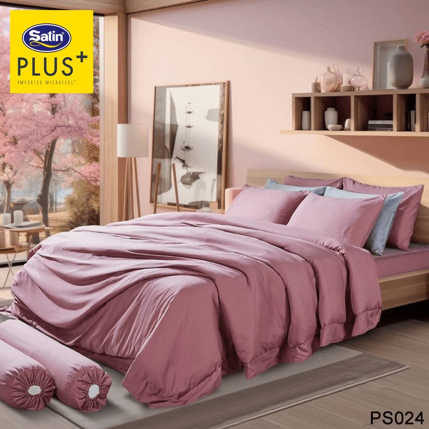 SATIN PLUS ชุดผ้าปูที่นอน สีชมพู PINK PS024