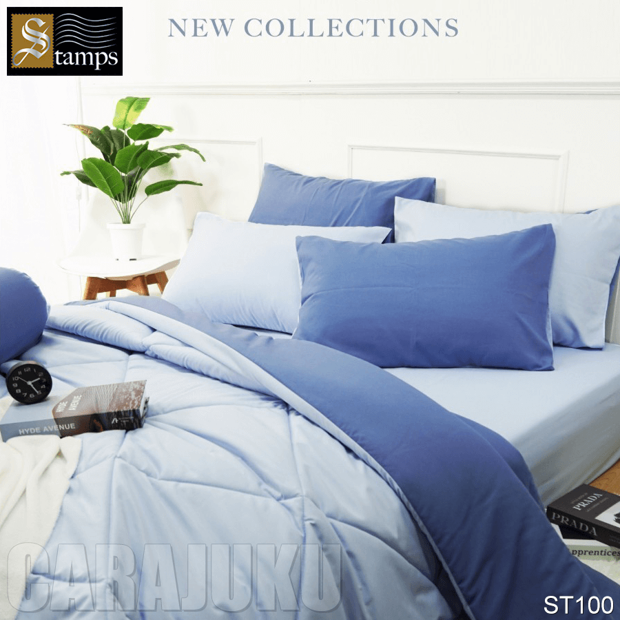 STAMPS ชุดผ้าปูที่นอน สีน้ำเงิน ทูโทน Heather ST100
