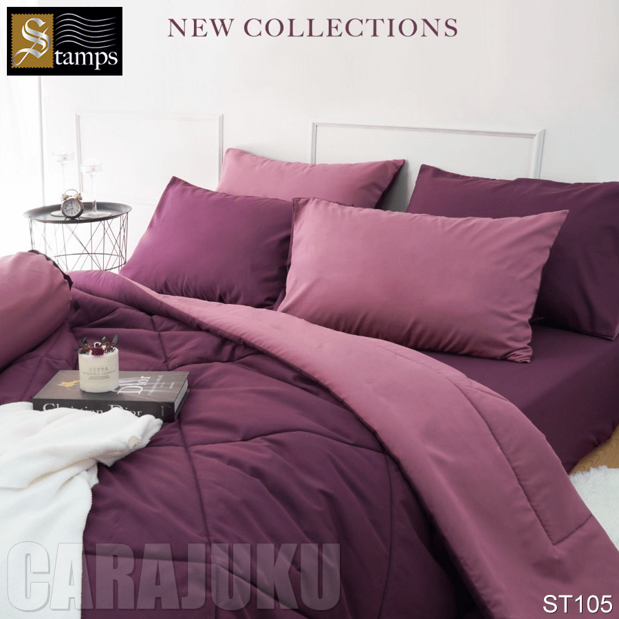 STAMPS ชุดผ้าปูที่นอน สีม่วง ทูโทน Grape Wine ST105