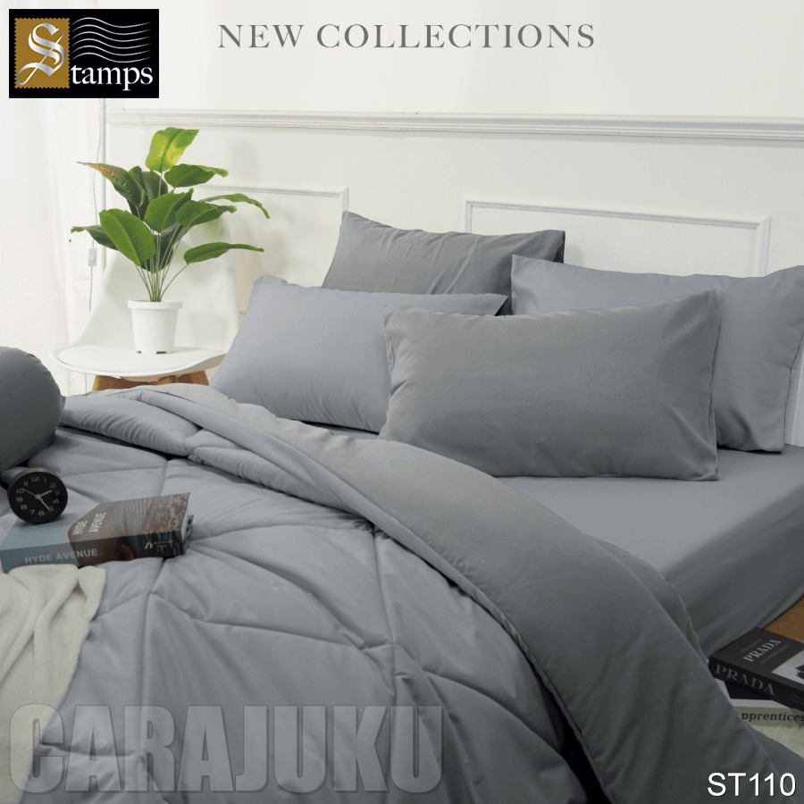 STAMPS ชุดผ้าปูที่นอน สีเทา ทูโทน Silver Sconce ST110