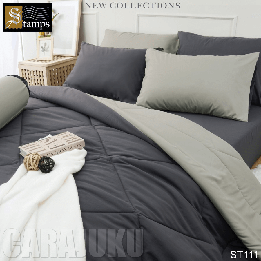 STAMPS ชุดผ้าปูที่นอน สีเทา ทูโทน Charcoal Gray ST111