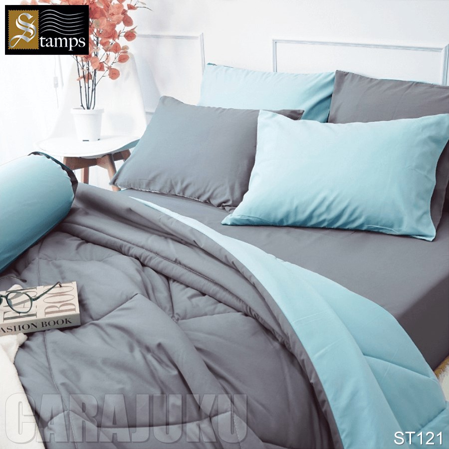 STAMPS ชุดผ้าปูที่นอน สีฟ้า ทูโทน Silver Sconce ST121