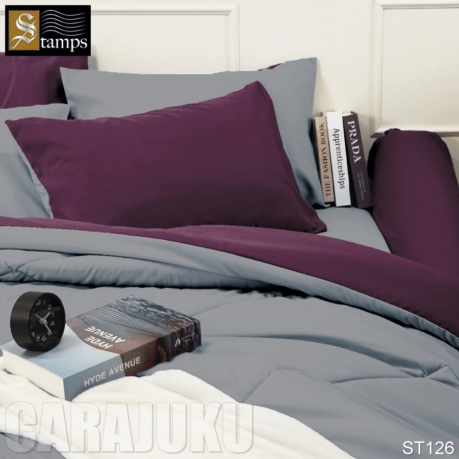 STAMPS ชุดผ้าปูที่นอน สีม่วงเข้ม ทูโทน Silver Sconce ST126