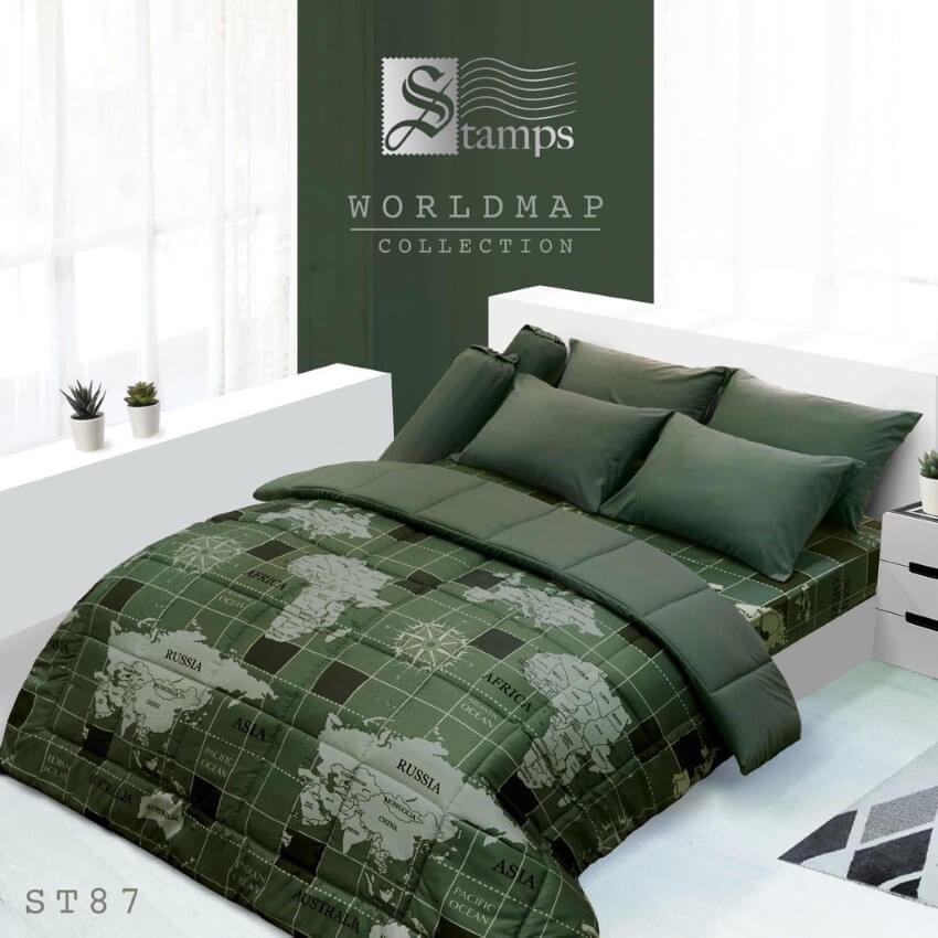 STAMPS ชุดผ้าปูที่นอน ลายแผนที่โลก World Map ST87