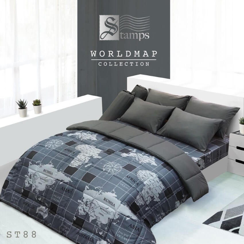 STAMPS ชุดผ้าปูที่นอน ลายแผนที่โลก World Map ST88