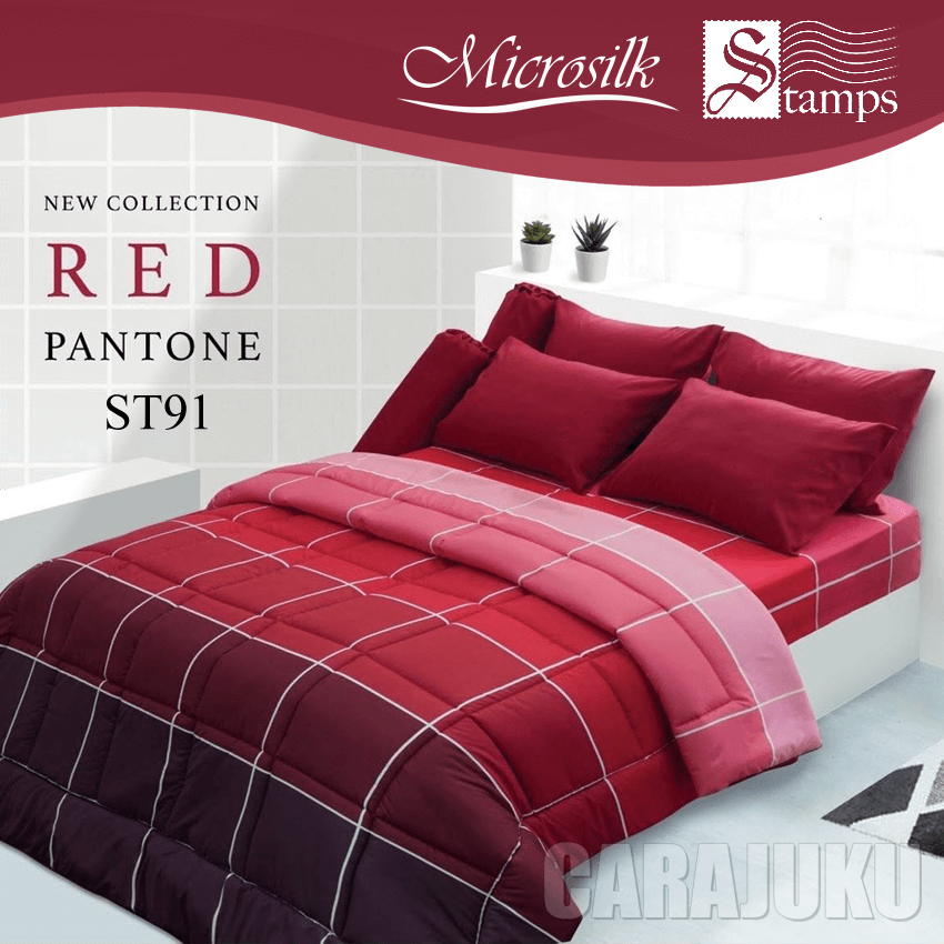 STAMPS ชุดผ้าปูที่นอน สีแดงแพนโทน Red Pantone ST91