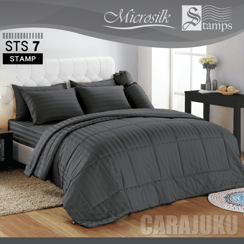 STAMPS ชุดผ้าปูที่นอน ลายริ้วสีเทาเข้ม Dark Gray Stripe STS07