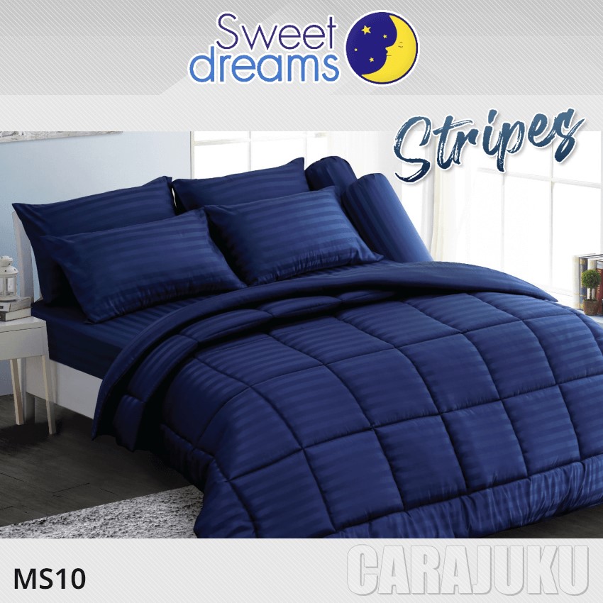 SWEET DREAMS ชุดผ้าปูที่นอน ลายริ้ว สีน้ำเงิน Navy Blue Stripe MS10