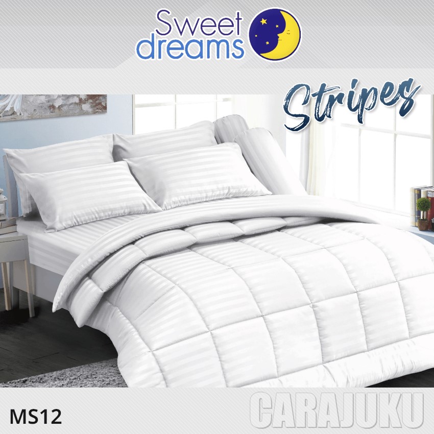 SWEET DREAMS ชุดผ้าปูที่นอน ลายริ้ว สีขาว White Stripe MS12