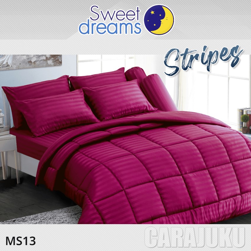 SWEET DREAMS ชุดผ้าปูที่นอน ลายริ้ว สีแดงเข้ม Dark Red Stripe MS13