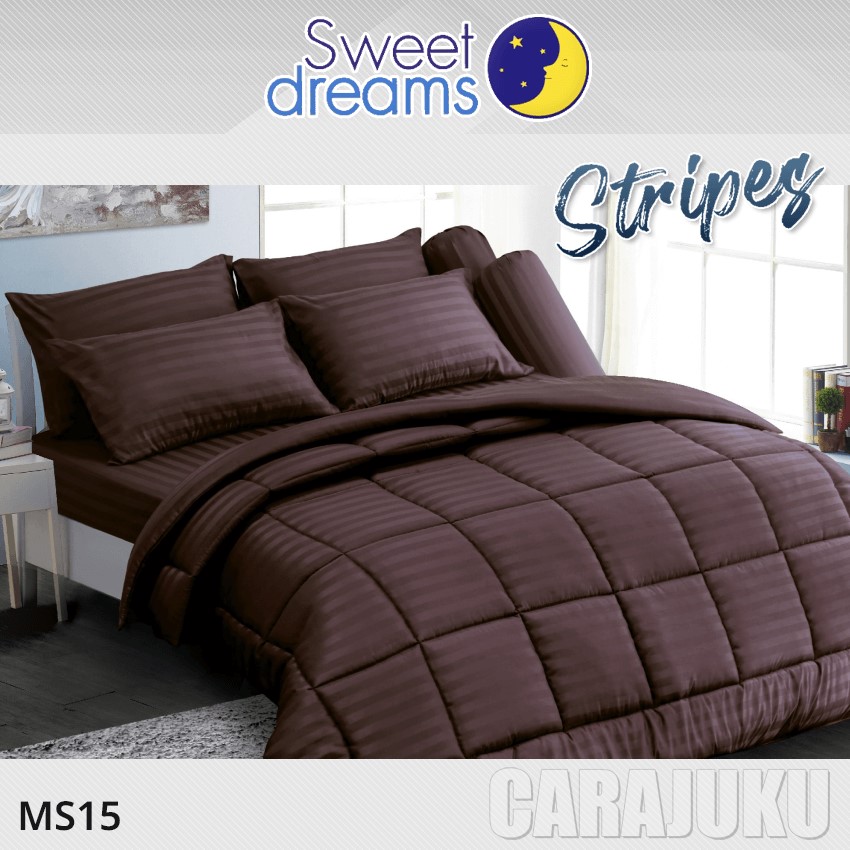 SWEET DREAMS ชุดผ้าปูที่นอน ลายริ้ว สีน้ำตาลเข้ม Dark Brown Stripe MS15