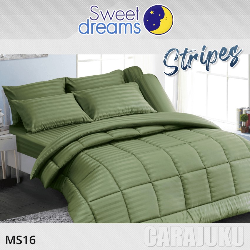 SWEET DREAMS ชุดผ้าปูที่นอน ลายริ้ว สีเขียว Green Stripe MS16