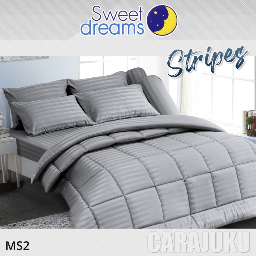 SWEET DREAMS ชุดผ้าปูที่นอน ลายริ้ว สีเทา Gray Stripe MS2