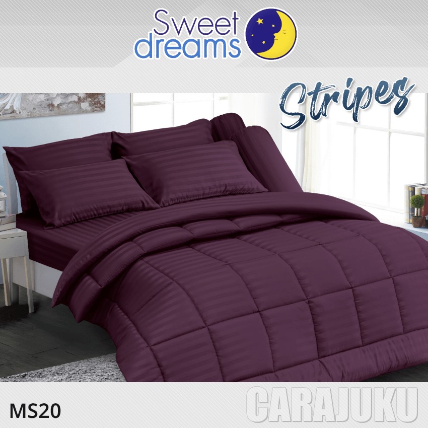 SWEET DREAMS ชุดผ้าปูที่นอน ลายริ้ว สีม่วง Purple Stripe MS20