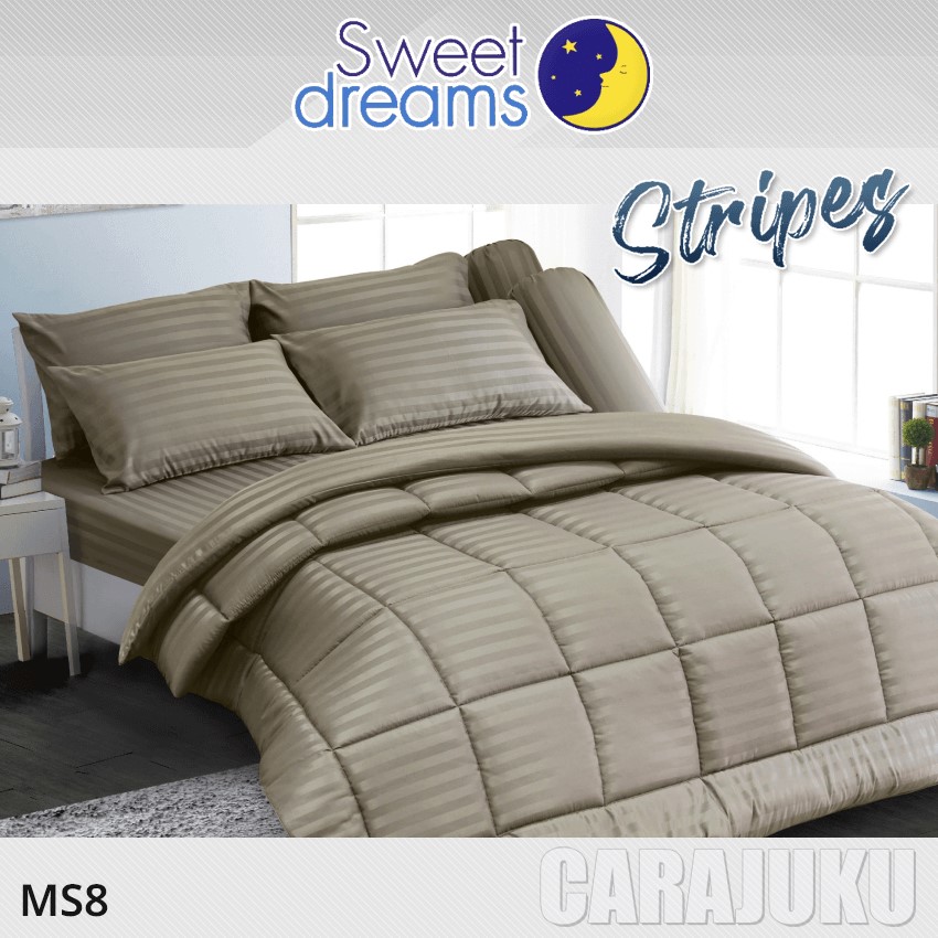 SWEET DREAMS ชุดผ้าปูที่นอน ลายริ้ว สีน้ำตาล Brown Stripe MS8