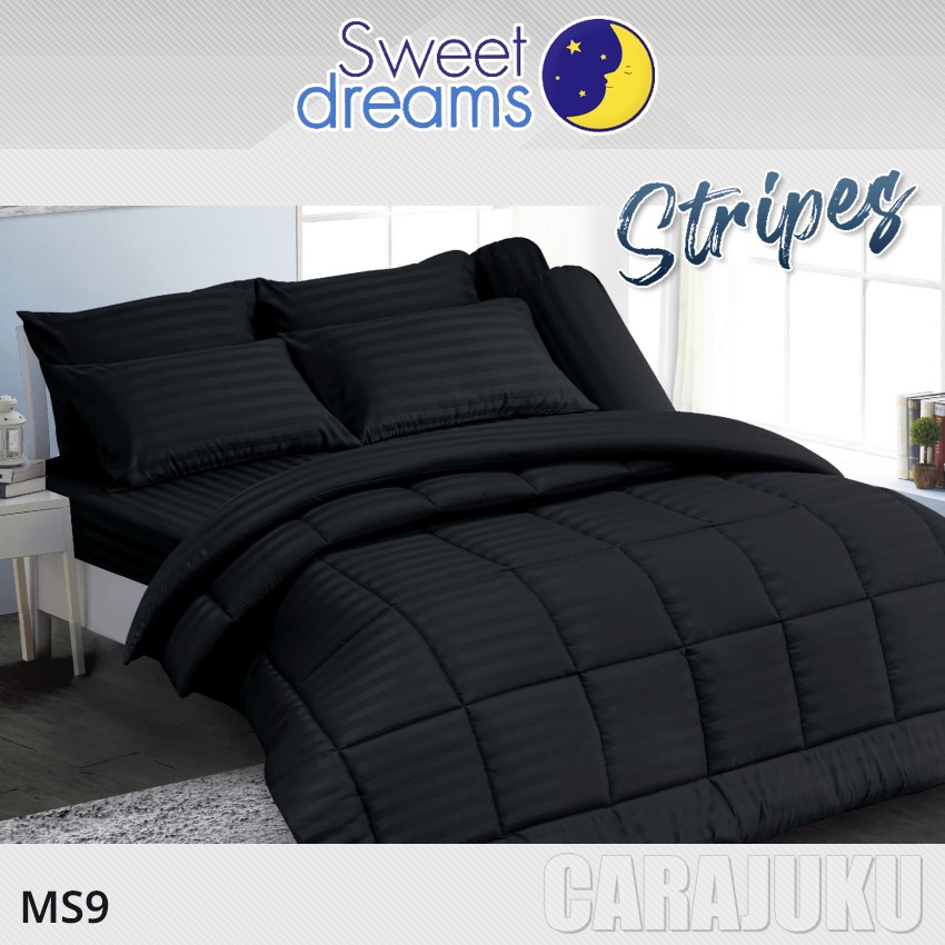 SWEET DREAMS ชุดผ้าปูที่นอน ลายริ้ว สีดำ Black Stripe MS9