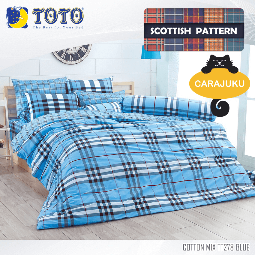 TOTO ชุดผ้าปูที่นอน ลายสก็อต Scottish Pattern TT278 BLUE