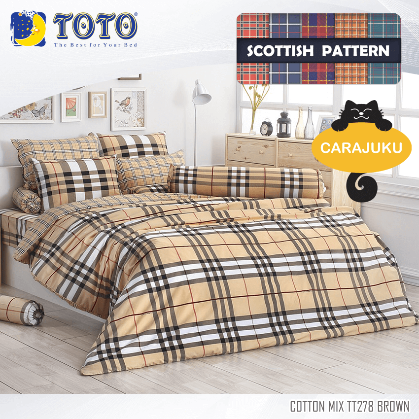 TOTO ชุดผ้าปูที่นอน ลายสก็อต Scottish Pattern TT278 BROWN