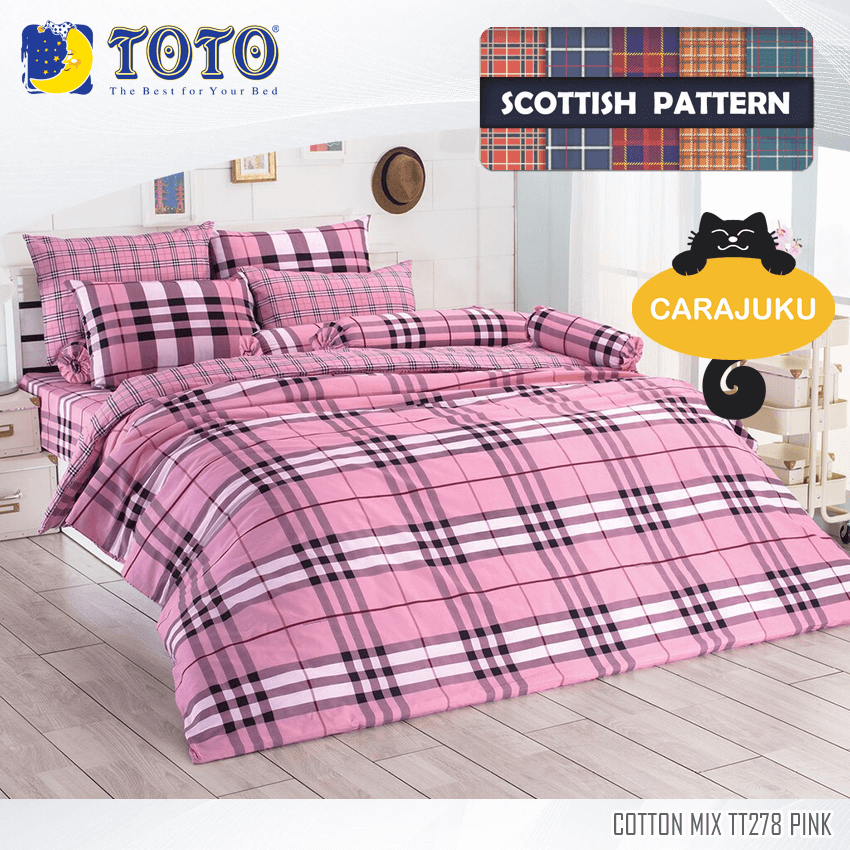 TOTO ชุดผ้าปูที่นอน ลายสก็อต Scottish Pattern TT278 PINK