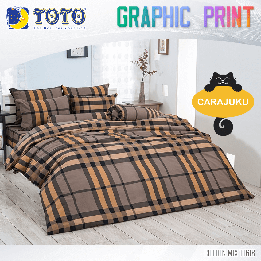 TOTO ชุดผ้าปูที่นอน ลายสก็อต สีน้ำตาล Scottish Pattern TT618 BROWN