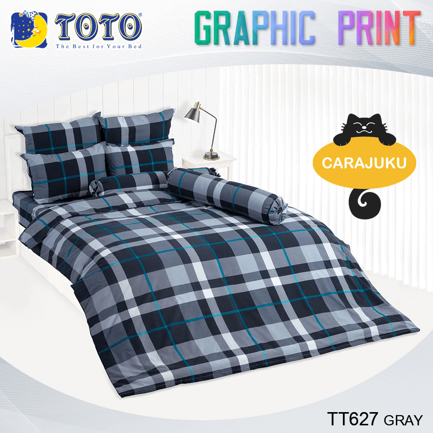 TOTO ชุดผ้าปูที่นอน ลายสก็อต สีเทาเข้ม Scottish Pattern TT627 GRAY