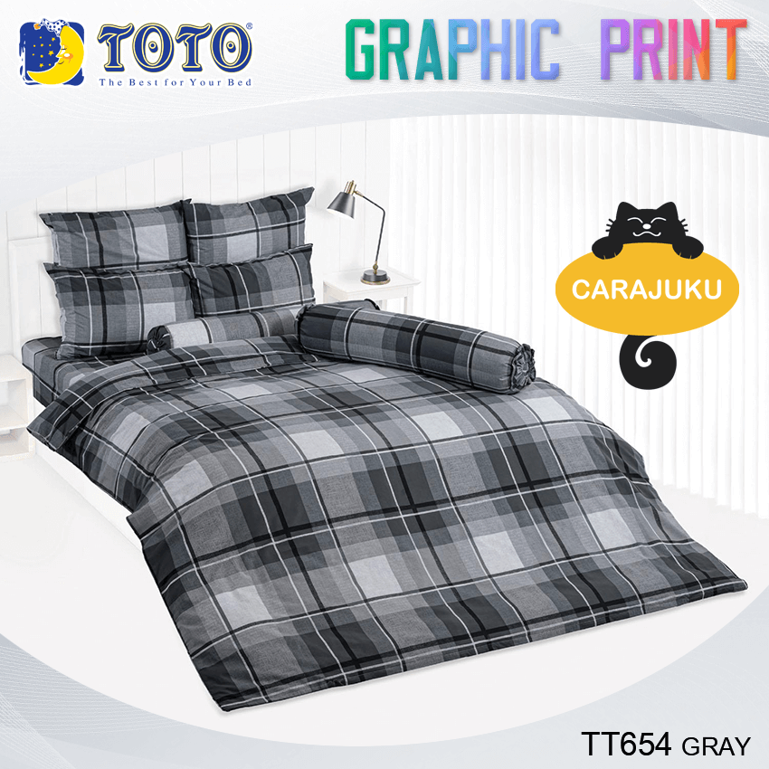 TOTO ชุดผ้าปูที่นอน ลายสก็อต สีเทาเข้ม Scottish Pattern TT654 GRAY