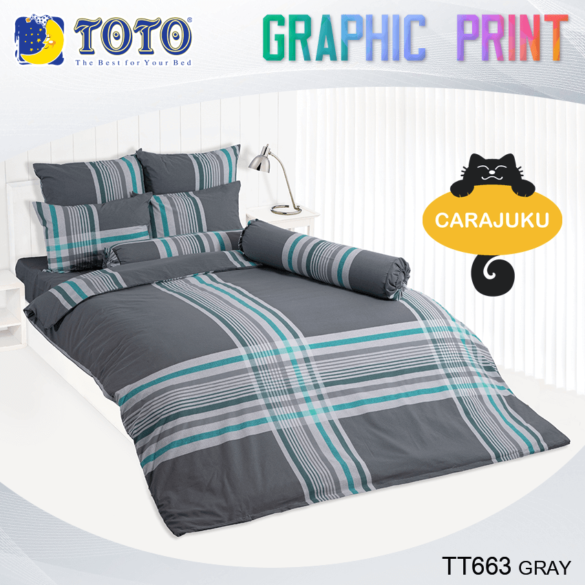 TOTO ชุดผ้าปูที่นอน ลายสก็อต สีเทา Scottish Pattern TT663 GRAY