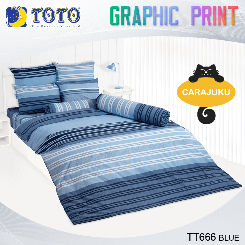 TOTO ชุดผ้าปูที่นอน ลายริ้ว สีฟ้า Stripe Pattern TT666 BLUE