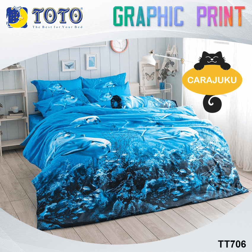 TOTO ชุดผ้าปูที่นอน ลายปลาโลมา Dolphin Graphic TT706
