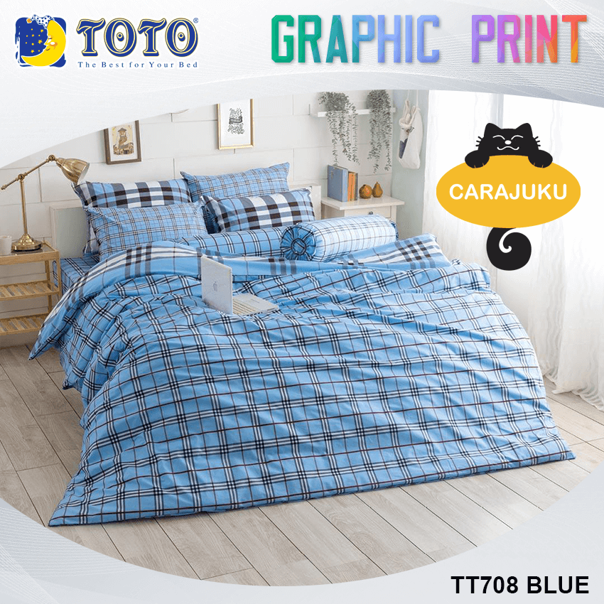 TOTO ชุดผ้าปูที่นอน ลายสก็อต Scottish Pattern TT708 BLUE