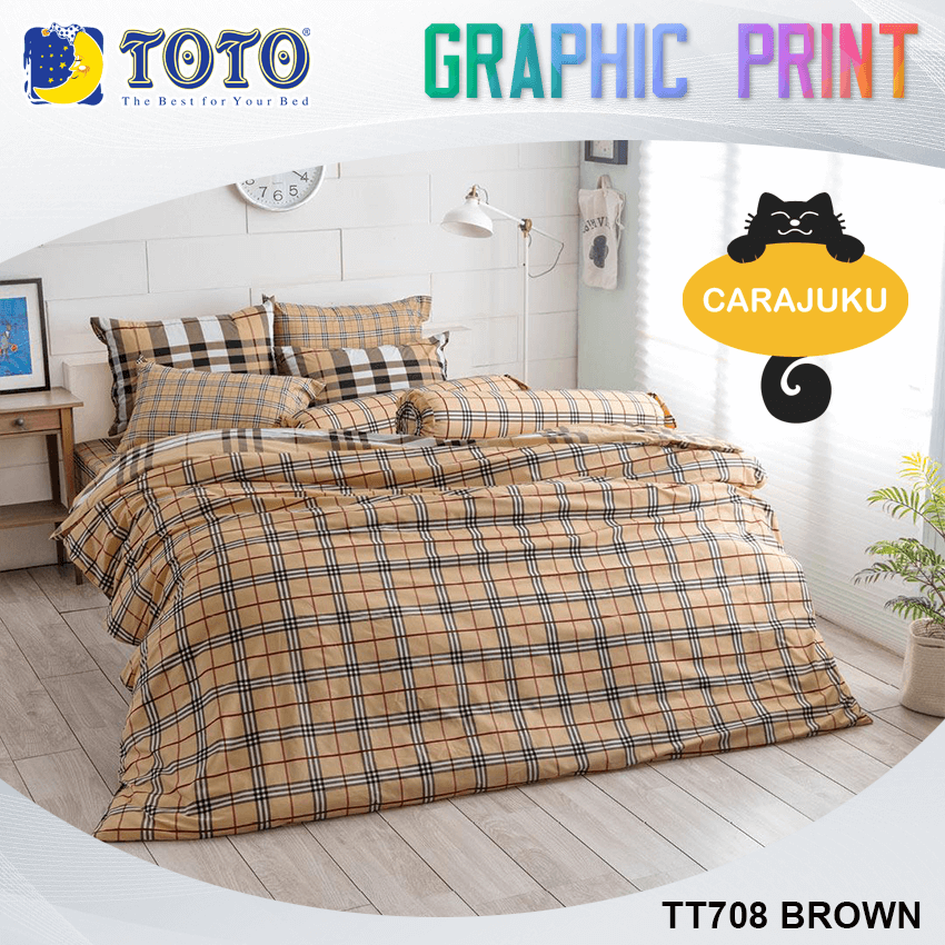 TOTO ชุดผ้าปูที่นอน ลายสก็อต Scottish Pattern TT708 BROWN