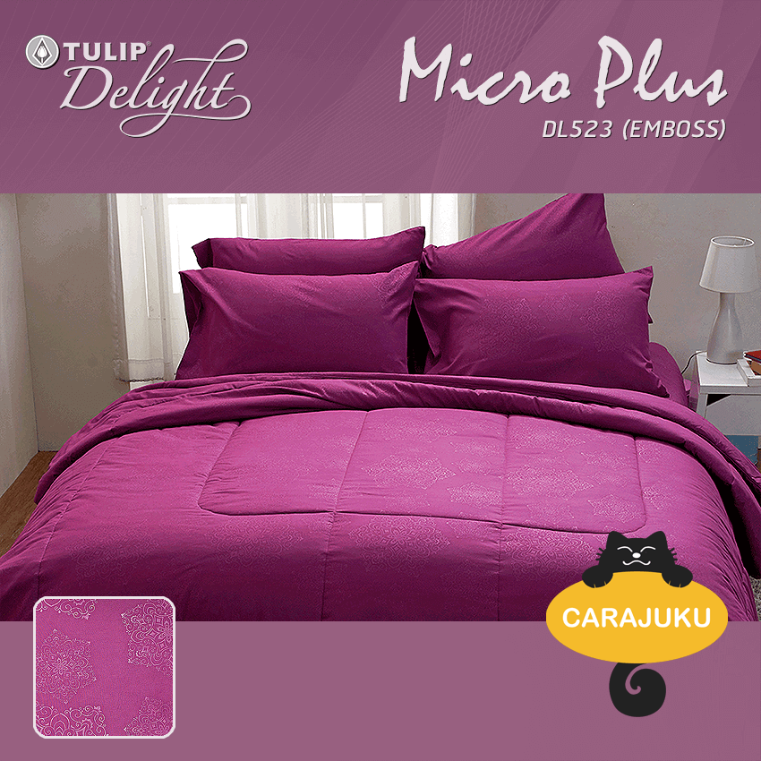 TULIP DELIGHT ชุดผ้าปูที่นอน อัดลาย สีม่วง PURPLE EMBOSS DL523